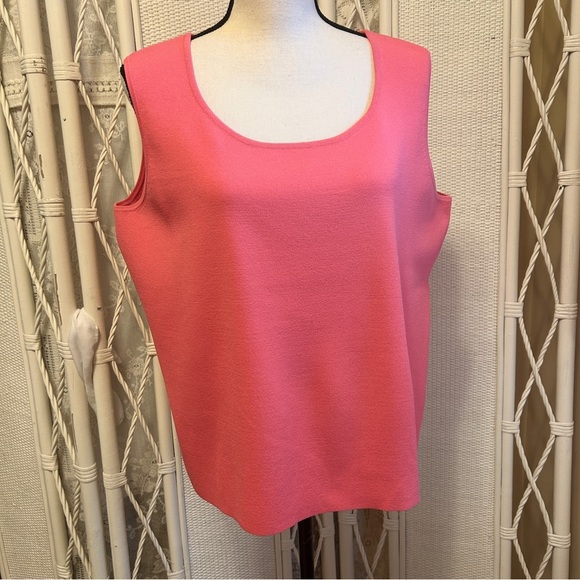 Talbots Shell Sweater Coral Pink Sleeveless Knit Blend Scoop Neck Plus size 1X - Picture 2 of 14